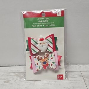 Christmas Santa & Reindeer Hair Clips - Red, Green, Pink